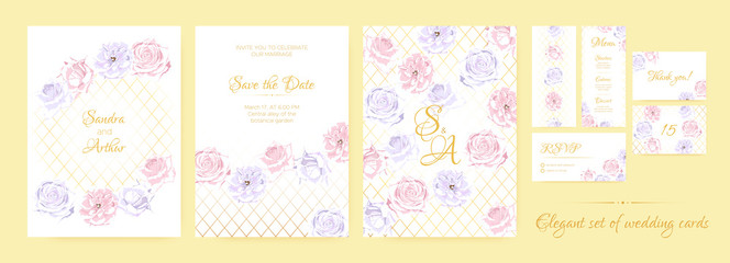 Floral Wedding Invite in Pastel Colors.