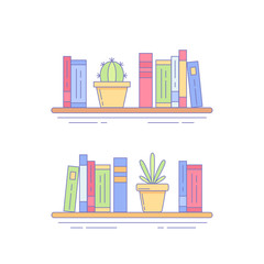 Cactus, Succulent on Bookshelf with Books © Yuzach