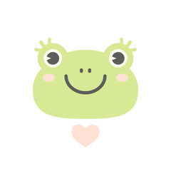 Cute Flat Frog Logo or Icon