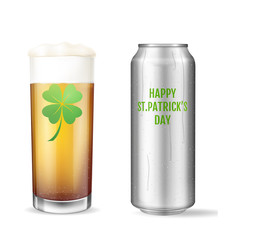 Fototapeta premium St. Patricks Day Concept. Realistic beer set.