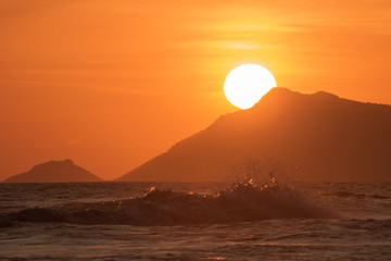 beautiful sunset on the reserve beach (praia da reserva), recreio dos bandeirantes, rio de janeiro - brazil - 250038707