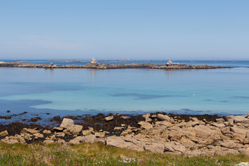 Coast in Landunvez at low tide during a sunny day