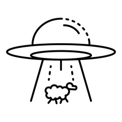 Ufo take a sheep icon. Outline ufo take a sheep vector icon for web design isolated on white background