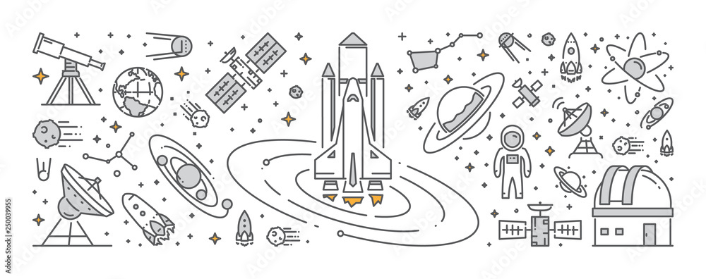 Canvas Prints vector line web banner astronomy.