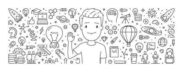 Vector line web banner for creative