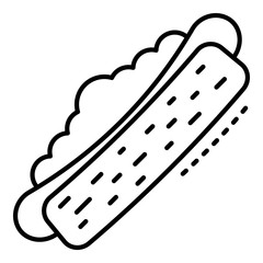 Hot dog icon. Outline hot dog vector icon for web design isolated on white background