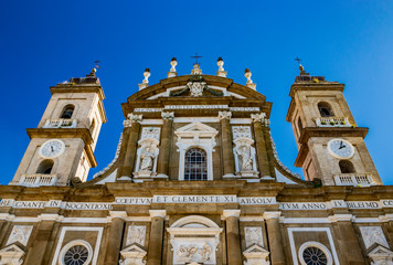 The Cathedral Basilica of St. Peter Apostle, designed by Ottaviano Nonni, in 1598. Facade added by Gerolamo Fontana. Demolished by bombing in 1943. Frascati, Rome, Lazio, Italy, Castelli Romani.