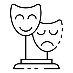 Theatre mask icon. Outline theatre mask vector icon for web design isolated on white background