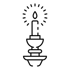 Burning candle icon. Outline burning candle vector icon for web design isolated on white background