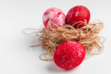 handmade easter eggs isolated on a white