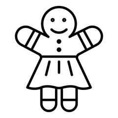 Woman gingerbread icon. Outline woman gingerbread vector icon for web design isolated on white background