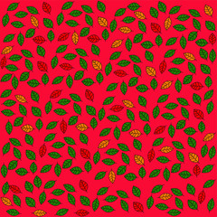 autumn leaves on orange background