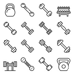 Dumbell icons set. Outline set of dumbell vector icons for web design isolated on white background