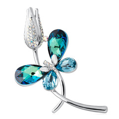 Diamond brooch isolated on white