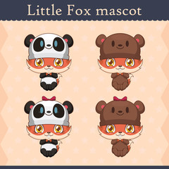 Cute baby fox mascot set - bear onesie