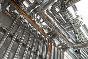 System of aluminum pipes at the food industry plant