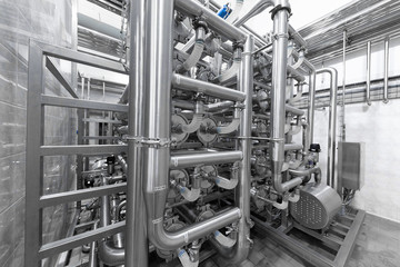 System of chrome-plated pipes at the food industry plant