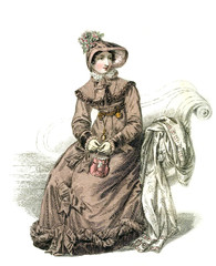 Woman in old fashion dress