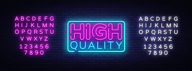 Higt Quality neon sign vector. Premium Quality Design template neon sign, light banner, neon signboard, nightly bright advertising, light inscription. Vector illustration. Editing text neon sign