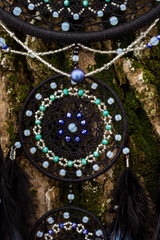 Handmade dream catcher with feathers threads and beads rope hanging