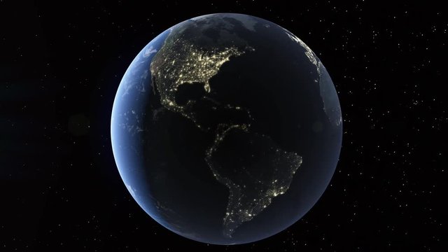 Realistic 3d animated earth showing the borders of the country Belgium and the capital Brussels in 4K resolution at nighttime
