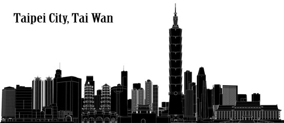 Fototapeta premium Vector Taipei City, Tajwan