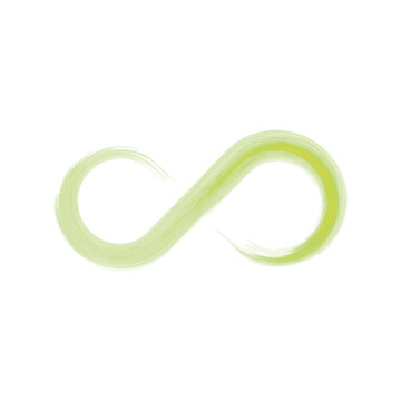 Green infinity symbol icon. Hand drawn watercolor vectori illustration