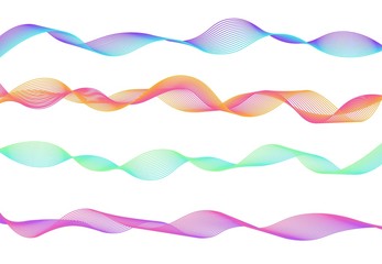 Abstract digital equalizer colored dynamic waves. Vector set of sound wave pattern elements, line and particles suitable for design  