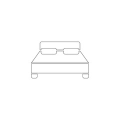 Double hotel room bed. flat vector icon