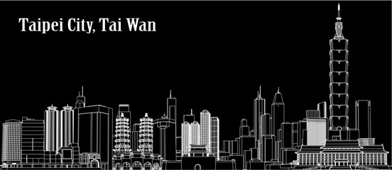 Obraz premium Vector Taipei City, Taiwan