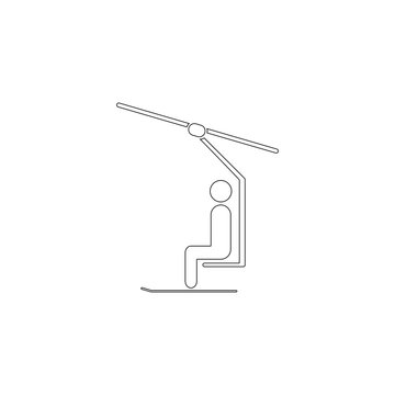 ski lift with man. flat vector icon