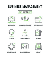 BUSINESS MANAGEMENT LINE ICON SET
