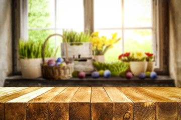 Desk of free space and Easter time. 