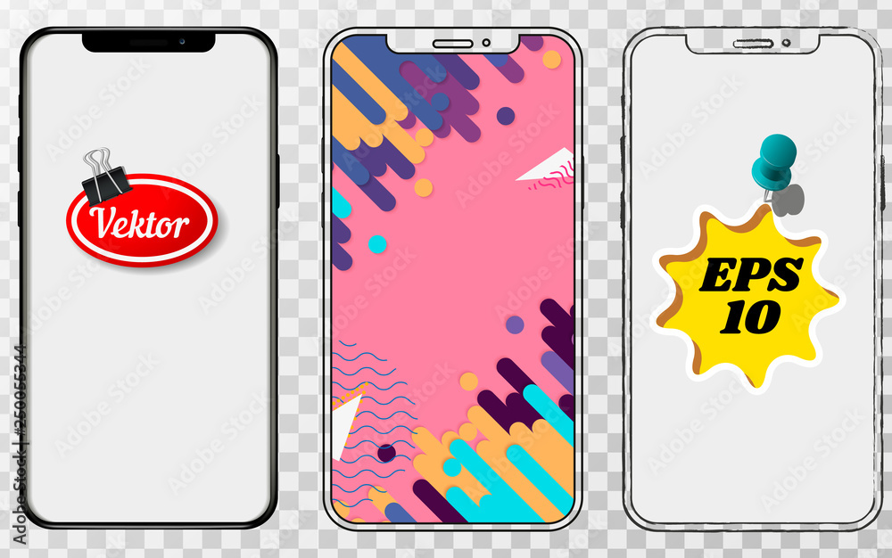 Poster outline drawing modern smartphone. smartphone outline mock up vector design template.