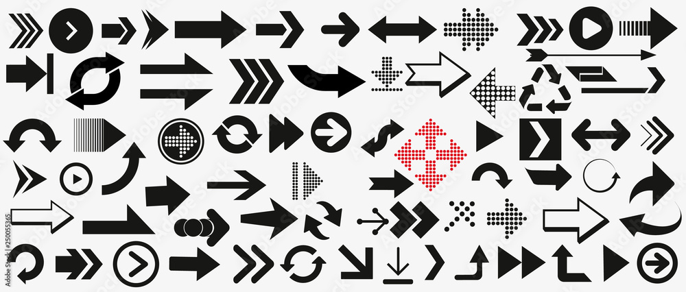 Poster arrows vector collection black. Different black Arrows icons,vector set. Abstract elements for business infographic. Up and down trend.