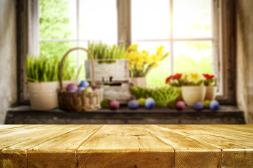 Desk of free space and Easter time. 