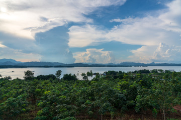 blue sky river lake mountain wildlife Kanchanaburi Thailand