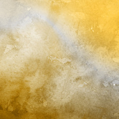 Gold luxury ink and watercolor textures on white paper background. Paint leaks and ombre effects. Hand painted vintage texture.