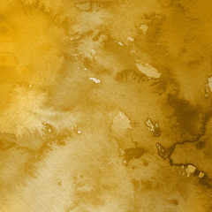 Gold luxury ink and watercolor textures on white paper background. Paint leaks and ombre effects. Hand painted vintage texture.