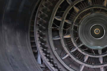 Turbine nozzle of a huge military aircraft with hot titanium blades