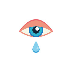 Allergic reaction cry flat icon, vector sign, colorful pictogram isolated on white. Allergic eye cry, tear symbol, logo illustration. Flat style design