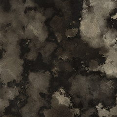 Gold luxury ink and watercolor textures on white paper background. Paint leaks and ombre effects. Hand painted vintage texture.