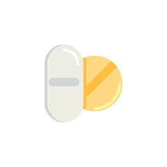 Medical drugs tablets flat icon, vector sign, colorful pictogram isolated on white. Capsule Pills symbol, logo illustration. Flat style design