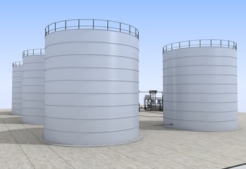 oil refinery, chemical production, waste processing plant, exterior visualization, 3D illustration