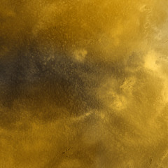 Gold luxury ink and watercolor textures on white paper background. Paint leaks and ombre effects. Hand painted vintage texture.