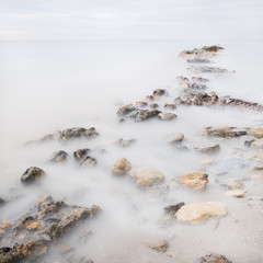 Long exposure artistic landscape, sea and stones