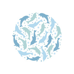 Dolphin circle silhouette 1