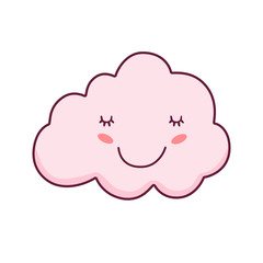 Cute cloud smiling cartoon on a white background