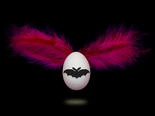 Fledermaus auf dem ei.
