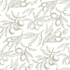 Seamless pattern with Olive branches